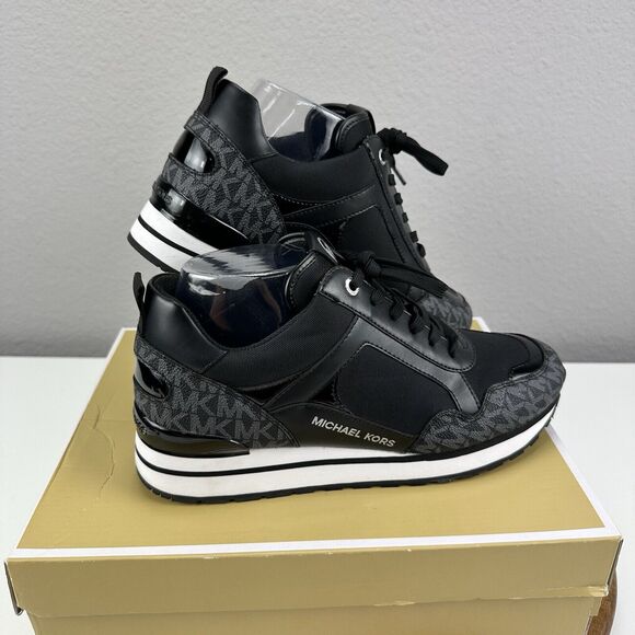 Michael Kors Wilma Trainer Tech Canvas Black Women’s 9M‎ Casual Holiday Gift Box - Picture 2 of 10